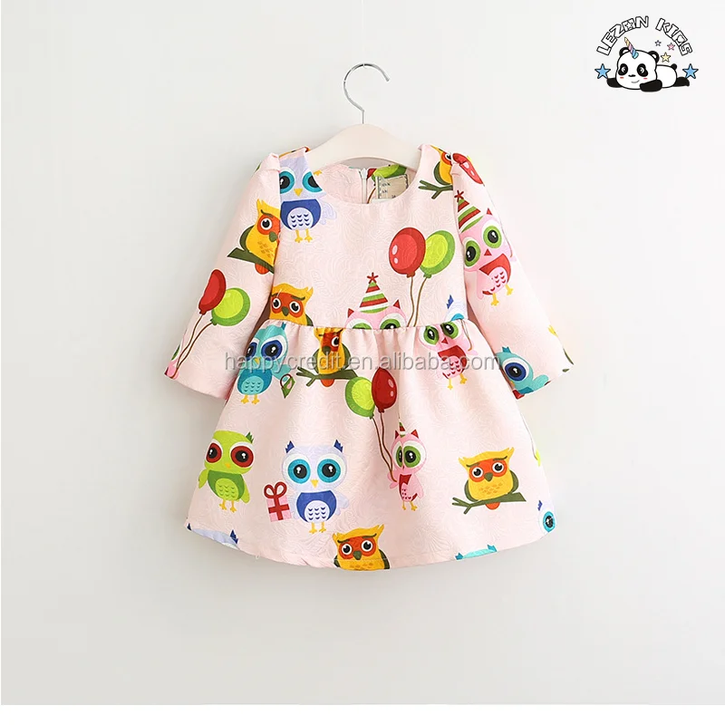 LEZONKIDS - Vestido impresso por atacado para meninas, vestido de aniversário, vestido de princesa para 2-12 anos, cor-de-rosa, fabricado na China
